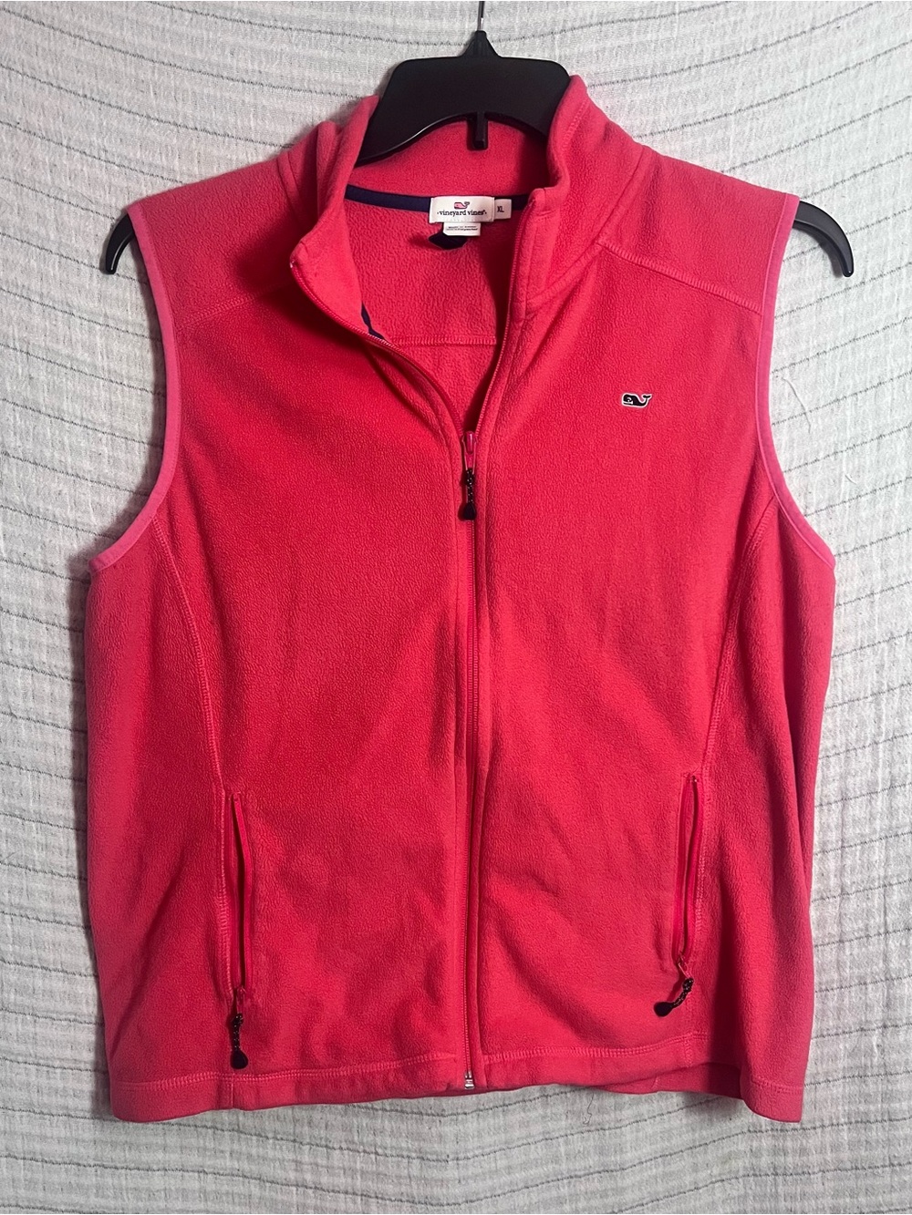 Vineyard Vines Coral Pink Full-Zip Fleece Vest